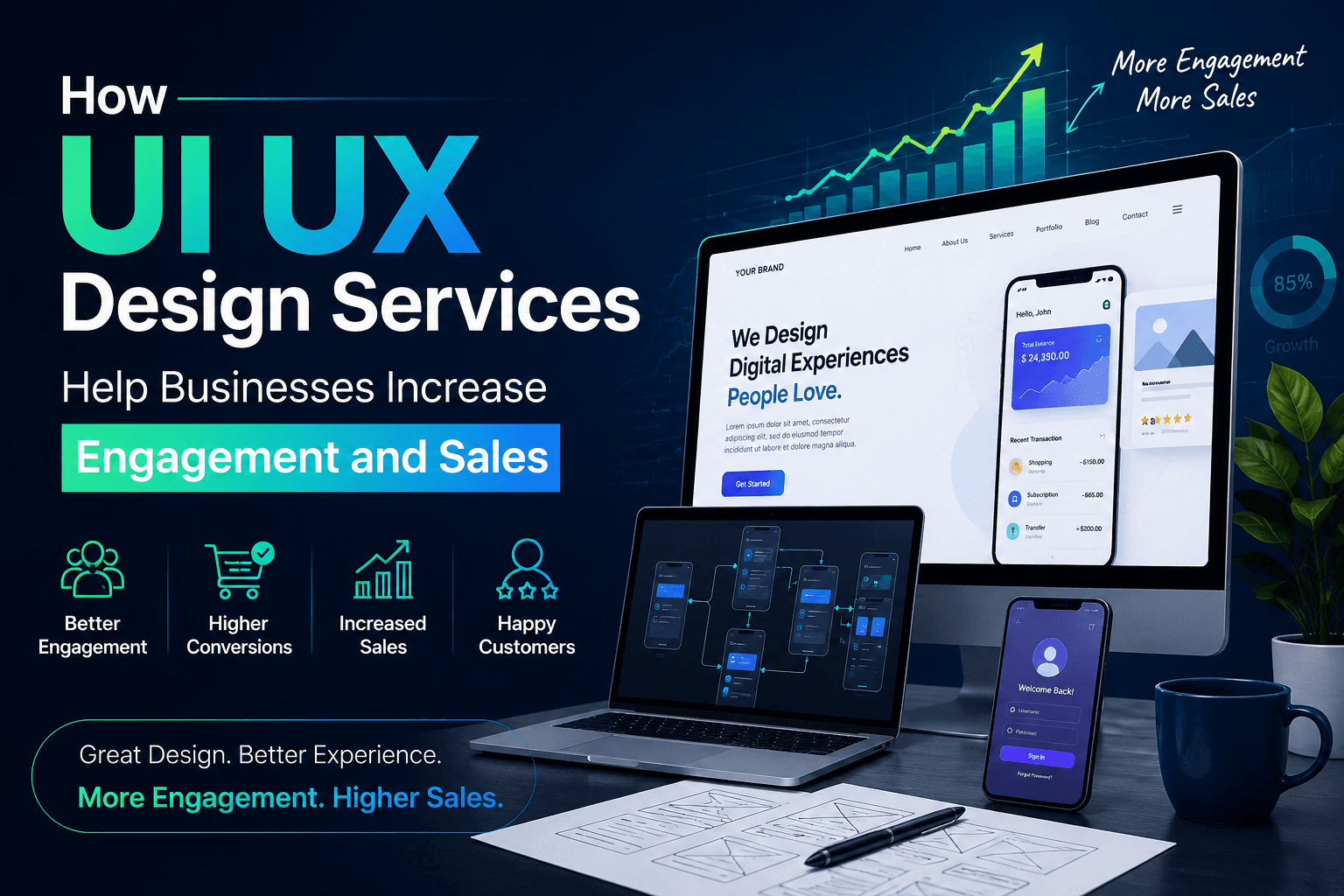 How UI UX Design Services Help Businesses Increase Engagement and Sales