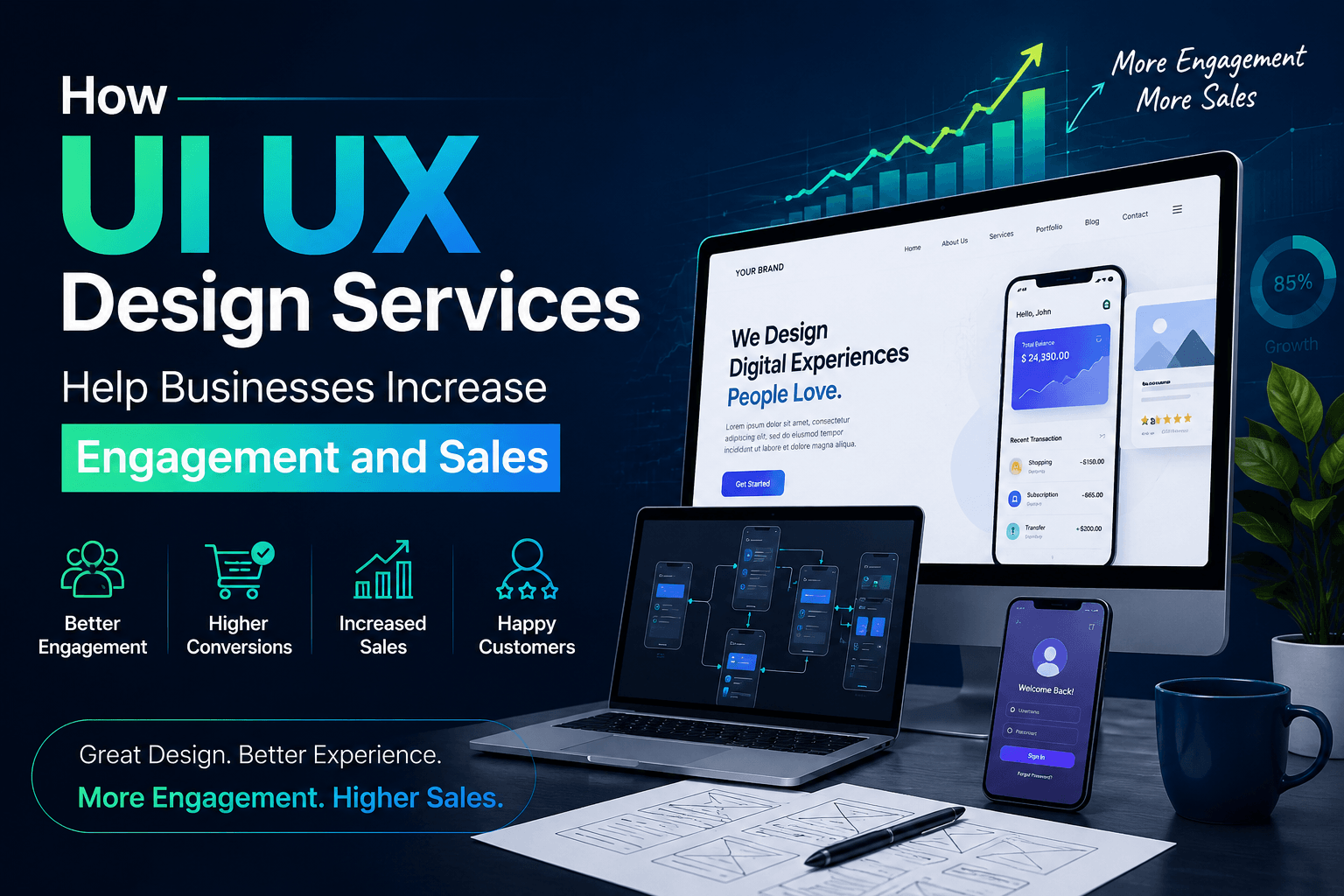 How UI UX Design Services Help Businesses Increase Engagement and Sales